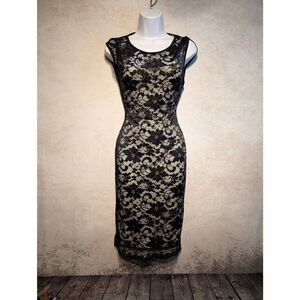 Homeyee nude illusion lined lace dress small/4